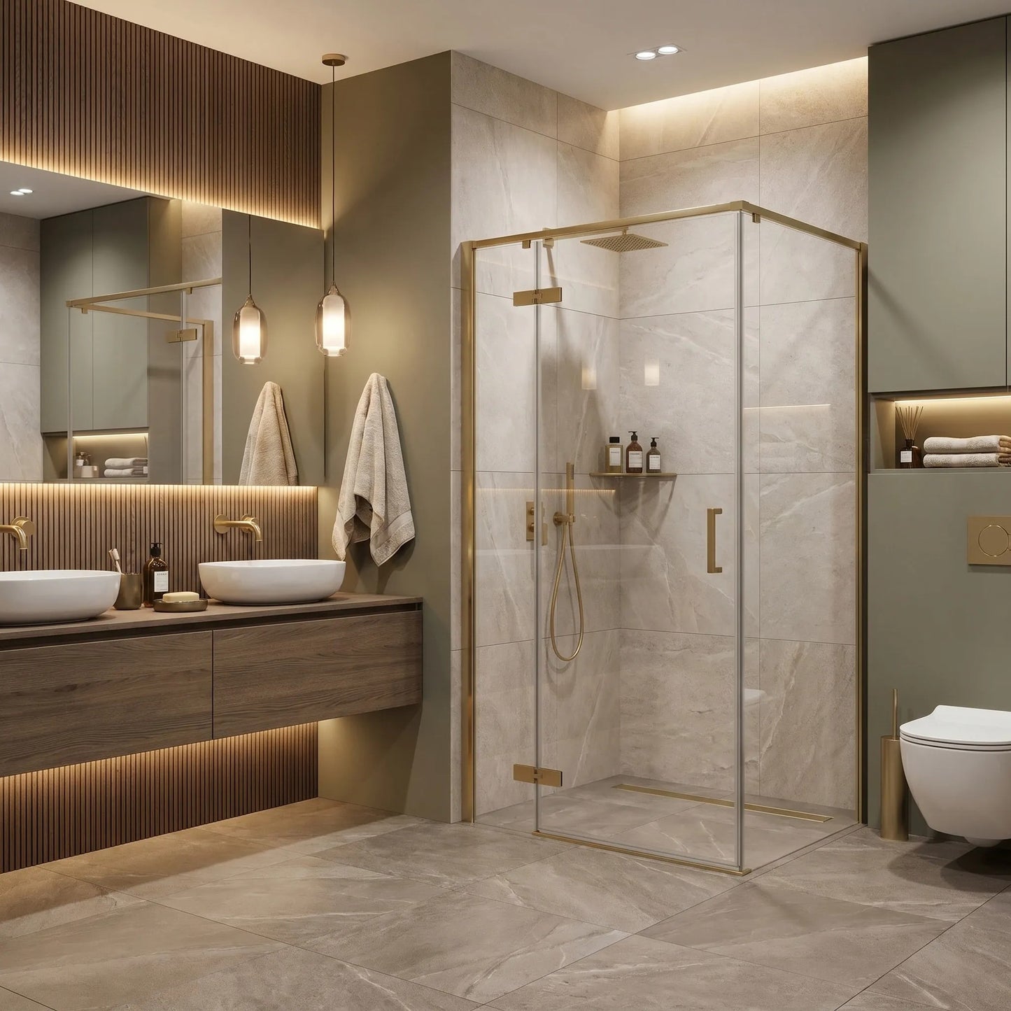 Cabina De Dus Rea Bruno 100x80 Brush Gold 4