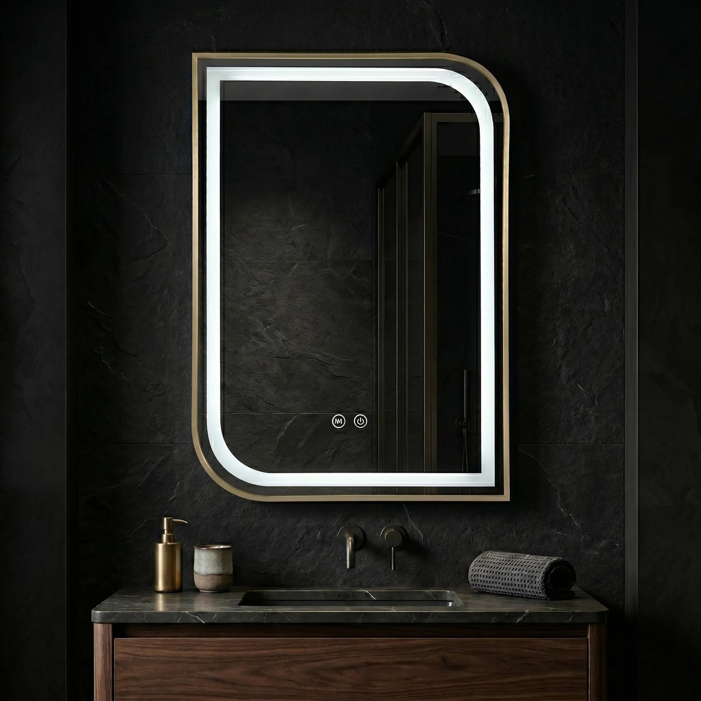 Oglindă LED ZONE 80X60 GOLD BRUSH  4