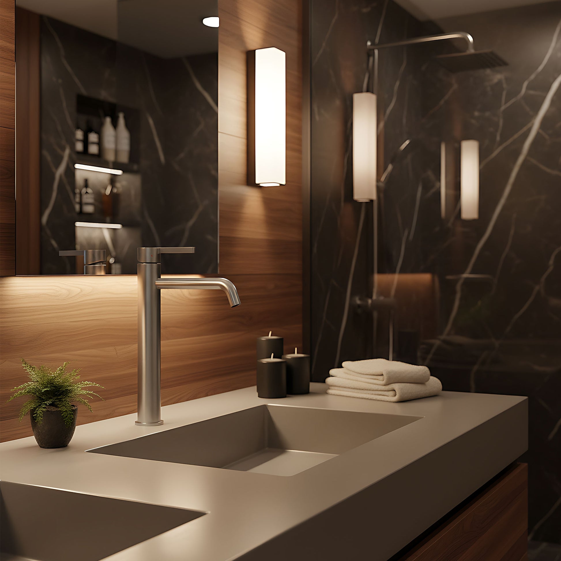 Baterie Pentru Baie Rea Foster Brush Nickel High  6