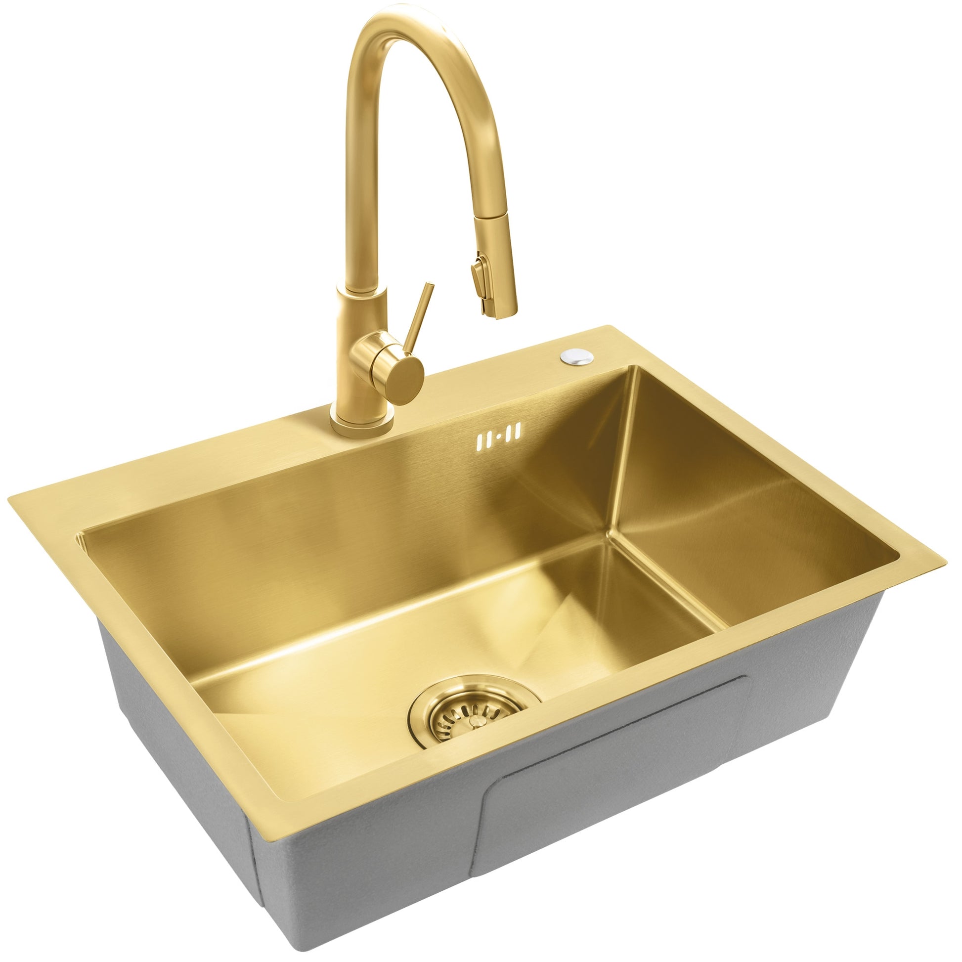 Chiuvetă inox Liam BRUSH GOLD cu robinet de bucătărie 6