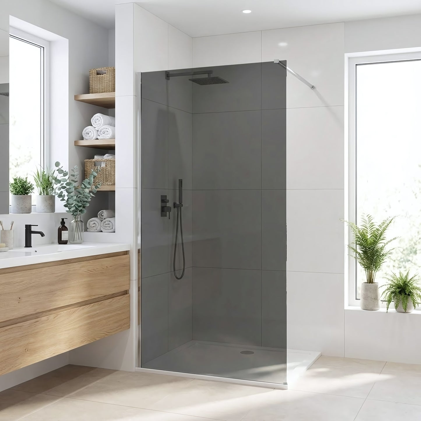 Paravan de dus Rea Flexi Grey / Chrome 90  5
