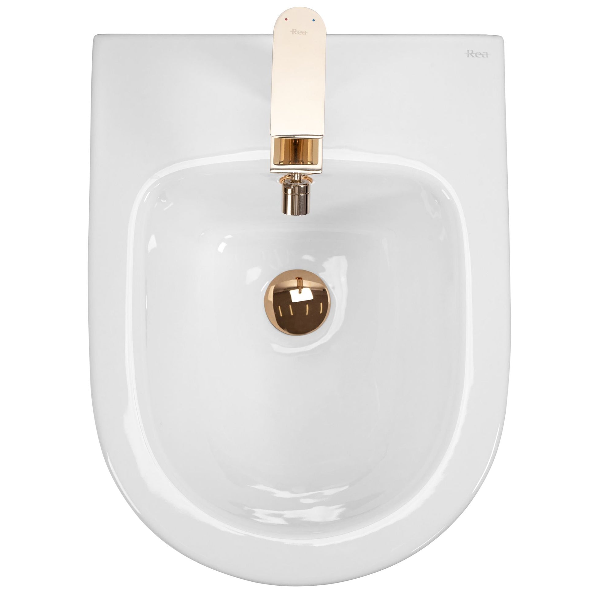 Bideu suspendabil Rea Carlo Mini White Gold Edge Alb cu dunga Aurie  4