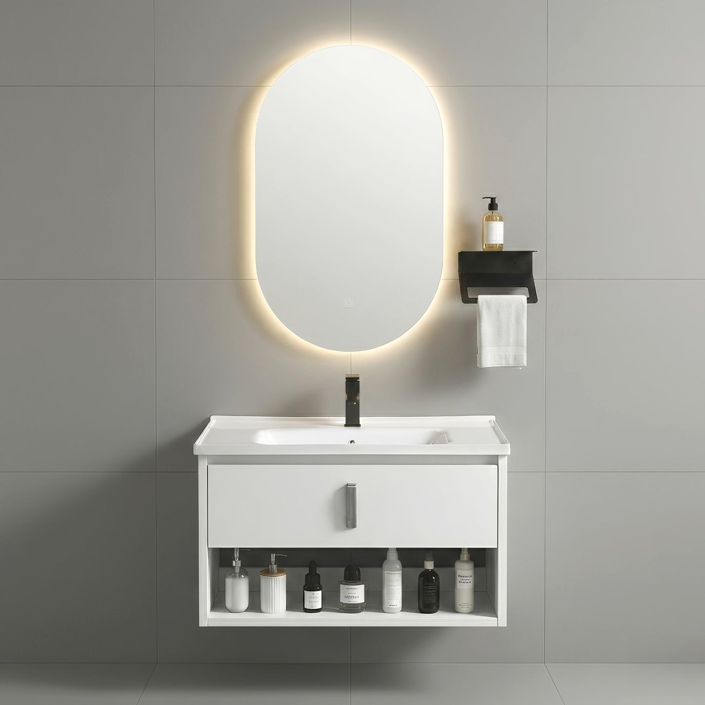 Set mobilier de baie cu lavoar Toledo 60cm White  1