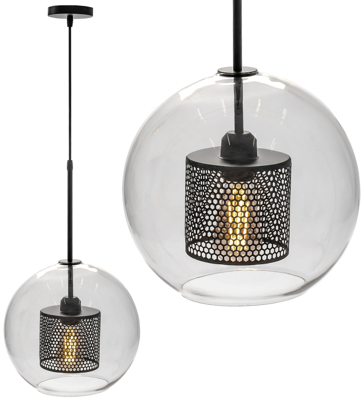 Lampă Suspendată Din Sticlă Loft Neagra APP558-1CP 25cm  1