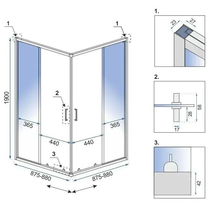 Cabină de duș Rea City 90x90 cm Gold cu cadita Savoy 6