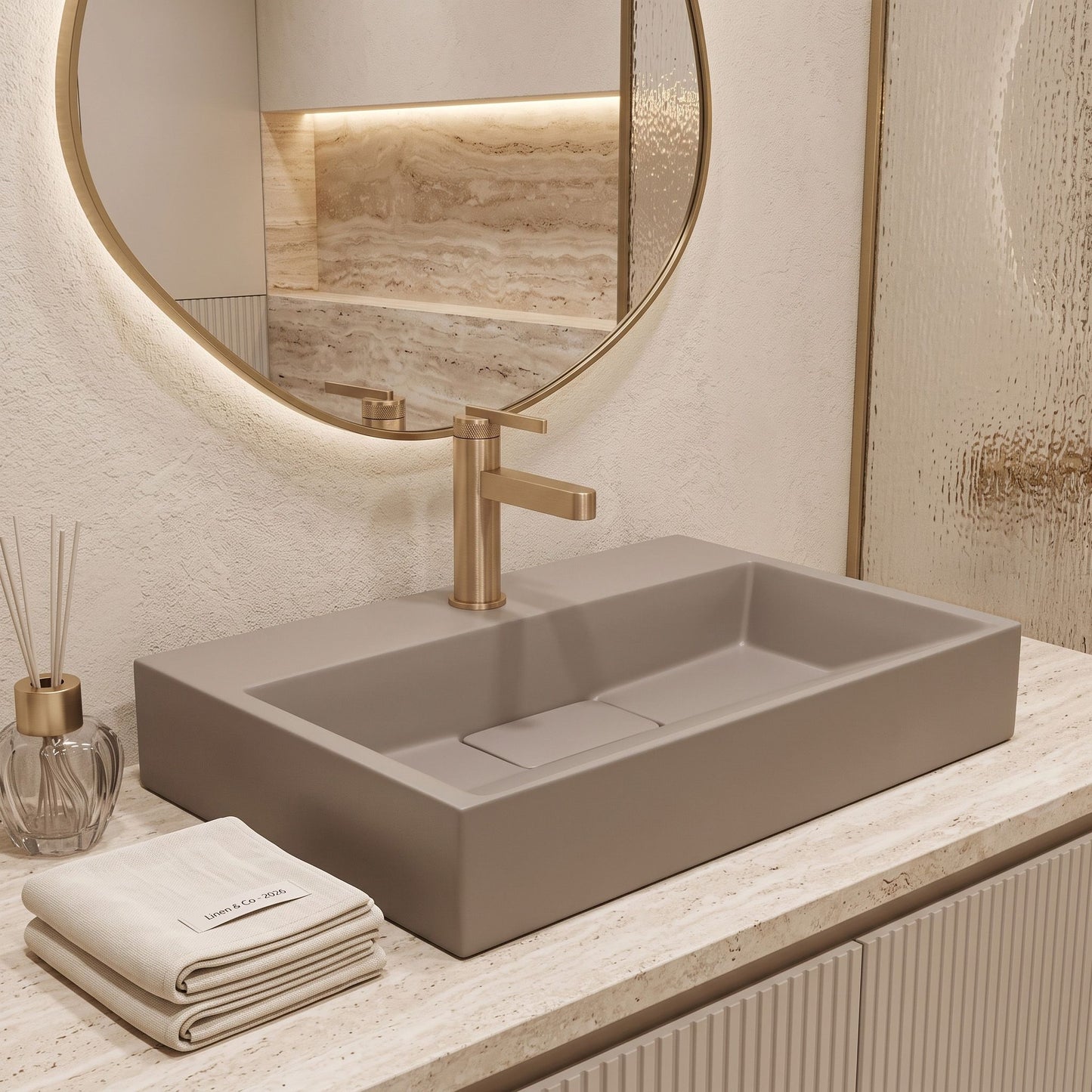 Lavoar Din Compozit Rea GOYA TAUPE 60CM 4