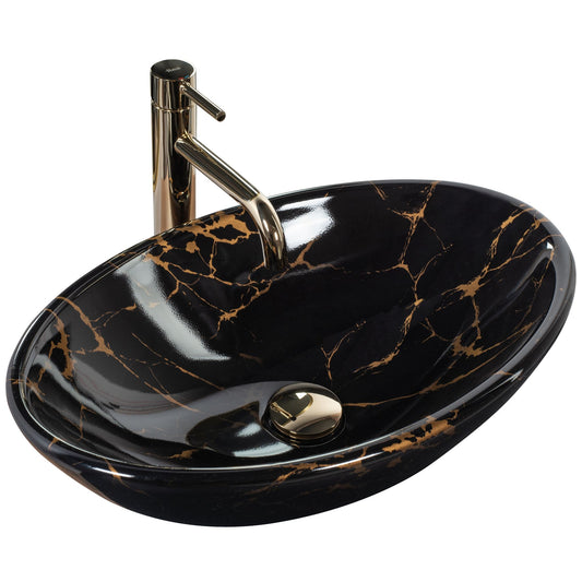 Lavoar pentru blat REA Pamela Black Marble Shiny 1