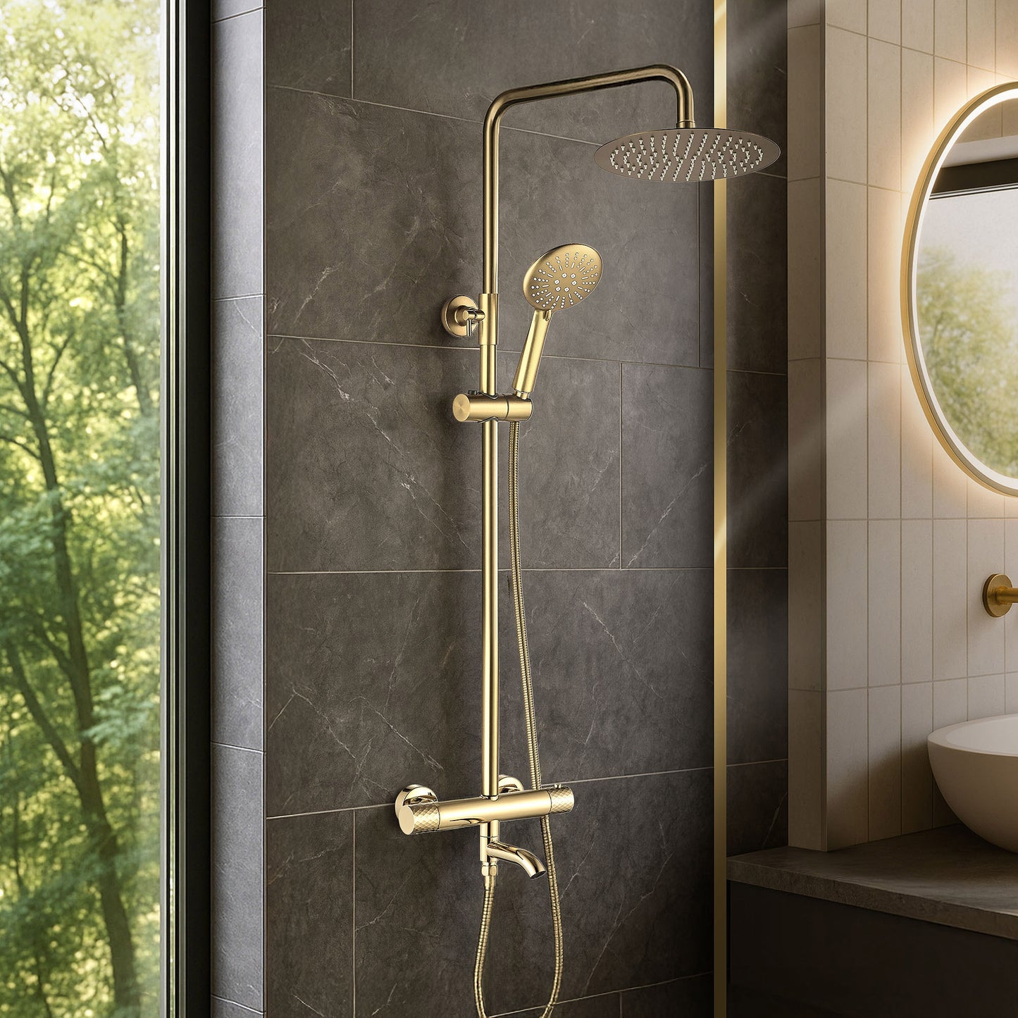 Coloana De Dus Cu Termostat Lungo Diamond Gold  4