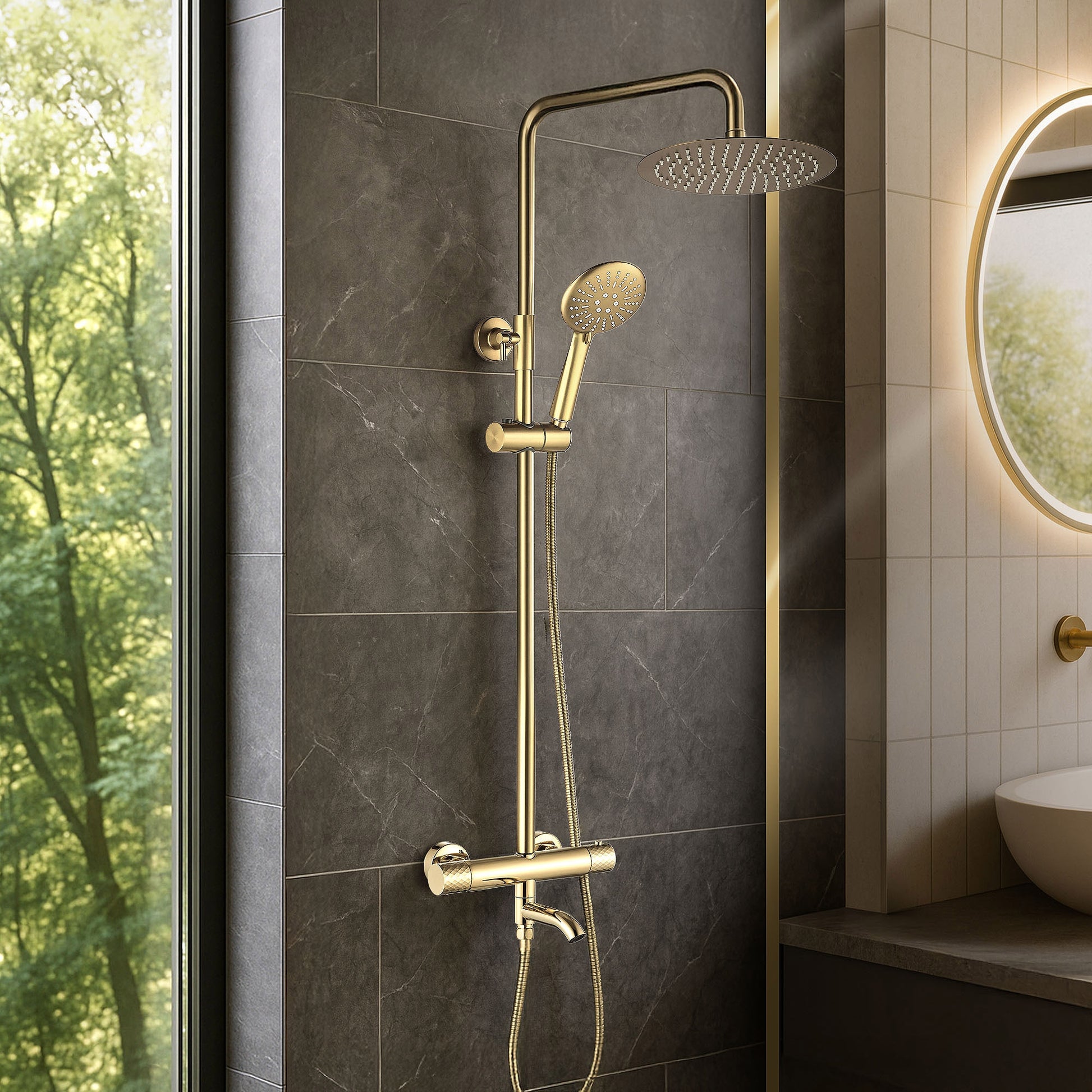 Coloana De Dus Cu Termostat Lungo Diamond Gold  4
