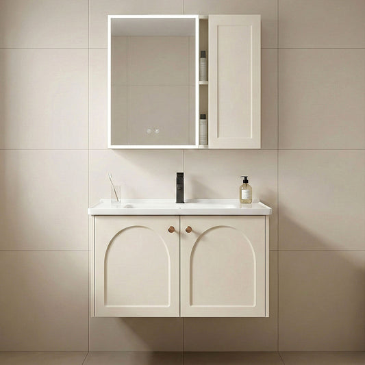 Set mobilier de baie cu lavoar Denver 60cm Creme  1