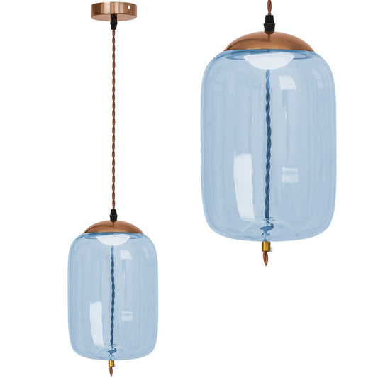 Lampă Led De Tavan Suspendată Din Sticlă Albastră App443-cp  1