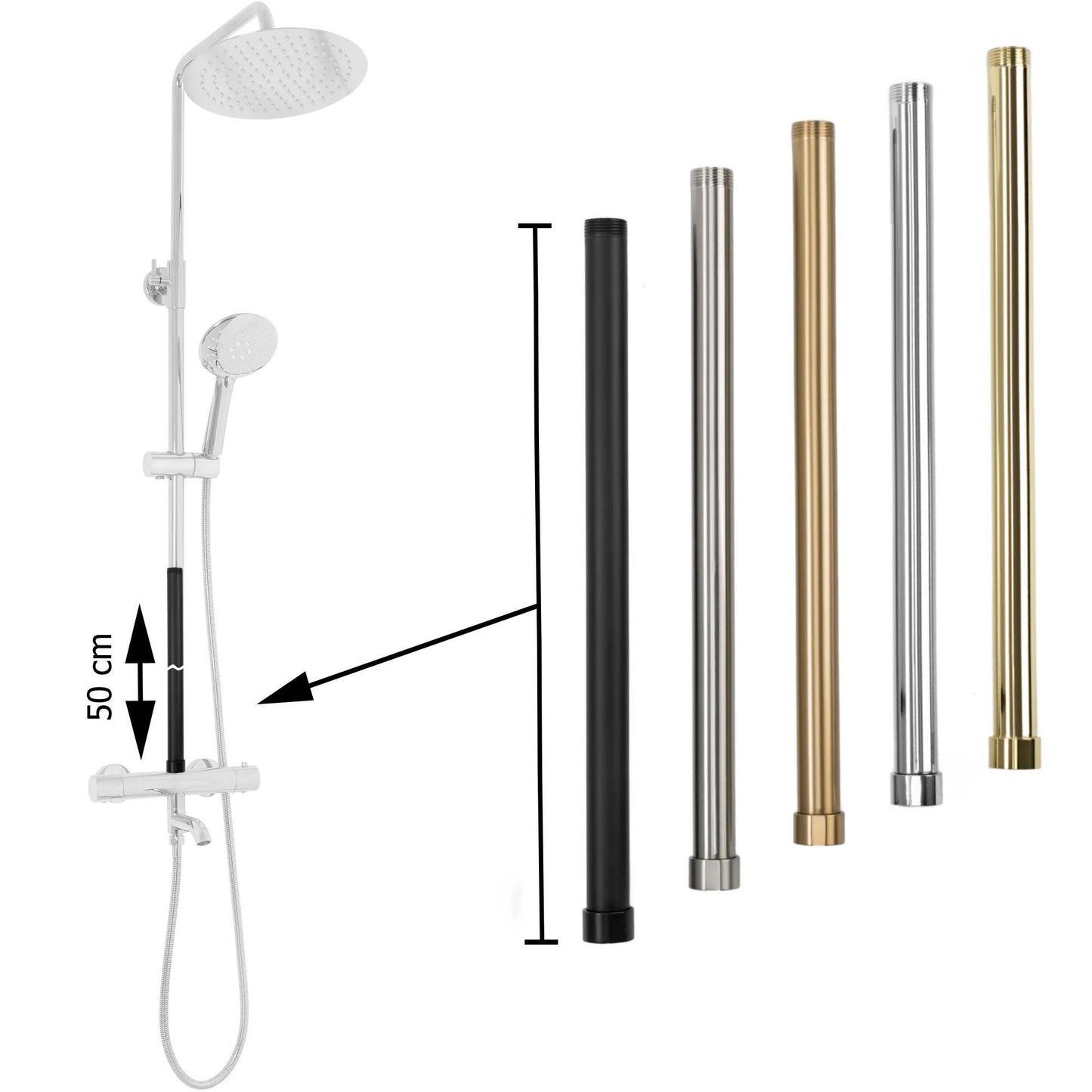 Prelungire coloana duș BRUSH GOLD 50cm 5