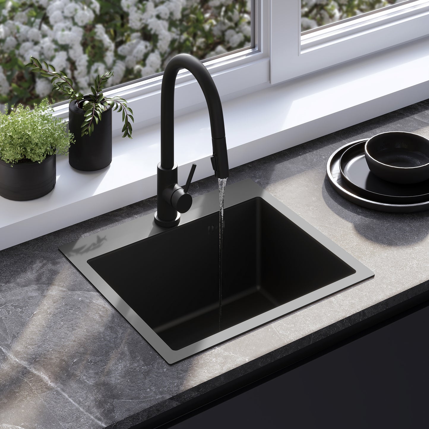 Chiuvetă inox Leo 50 Black fără robinet de bucătărie 1