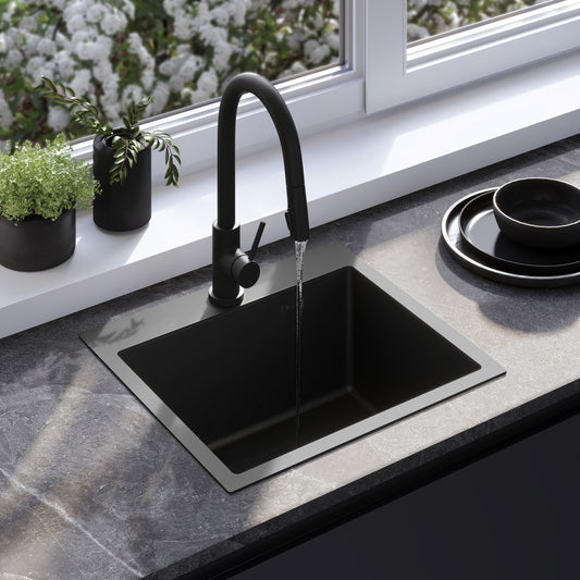 Chiuvetă inox Leo 50 Black fără robinet de bucătărie 1