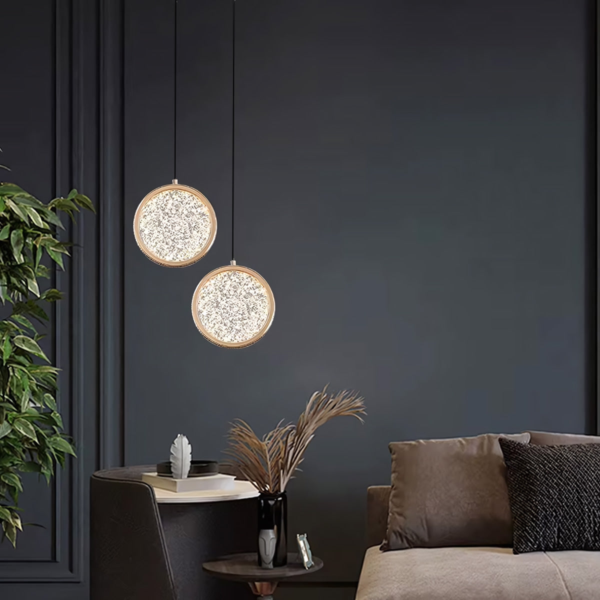 Lustră Cu Cristale Suspendată Led G089-1cp Złota  7