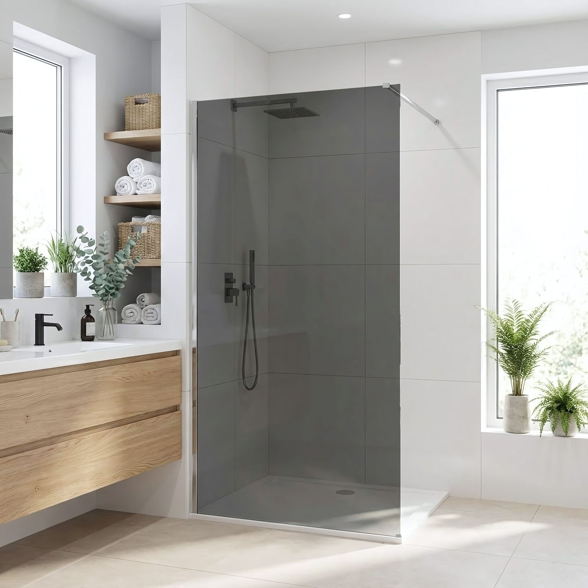 Paravan de dus Rea Flexi Grey / Chrome 100  1