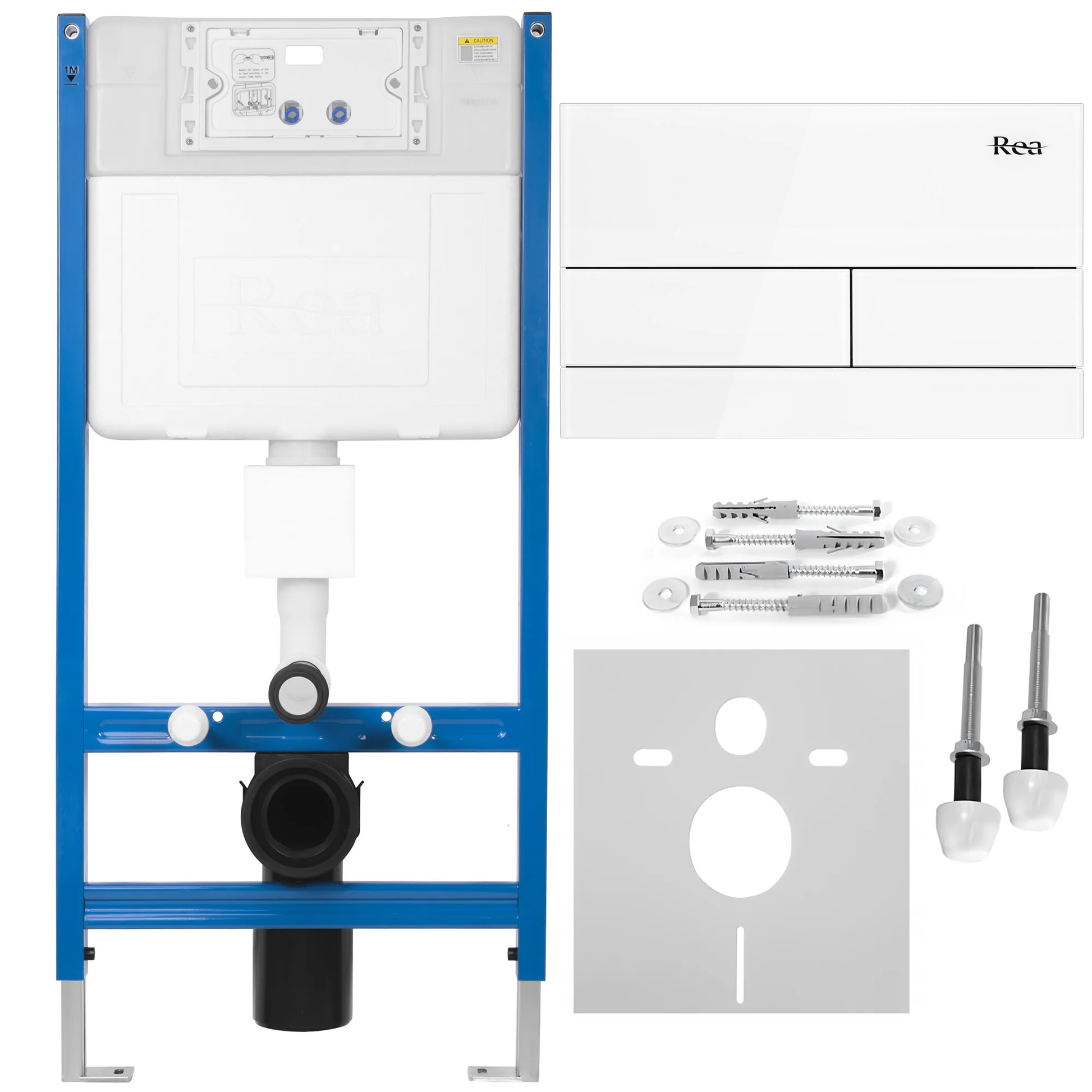 Cadru Wc Încastrat K011a-q Rea Cu Buton T White Glass  1