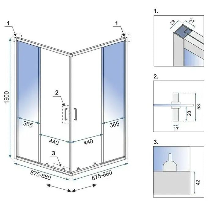 Cabină de duș Rea City 90x90 cm Nickel Brush cu cadita Savoy black 10