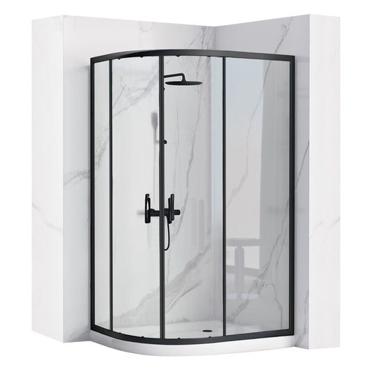 Cabina dus REA Look Black 80x100 + Cada de duș Look White dreapta 1