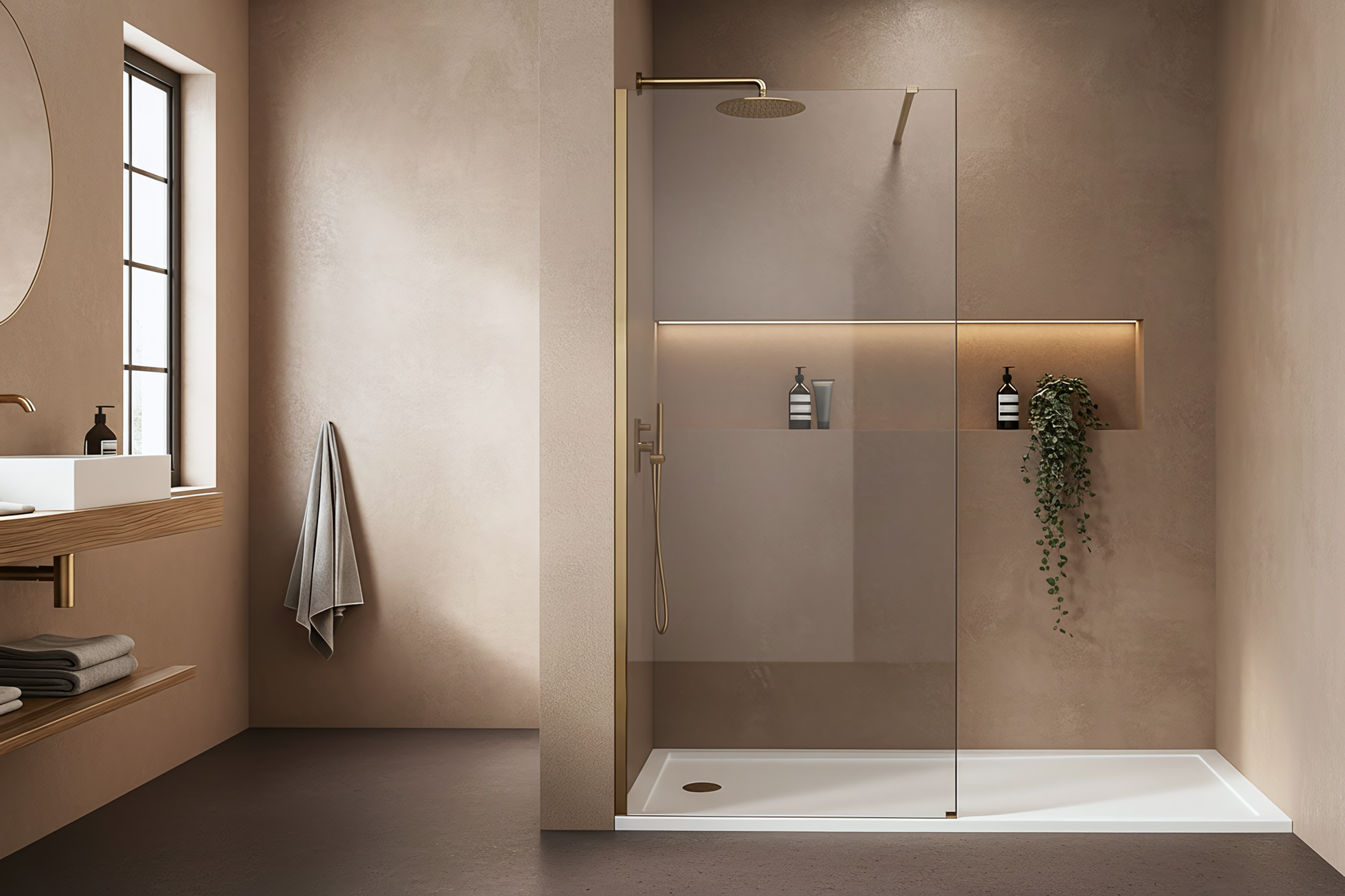 Paravan De Dus Rea Flexi Transparent / Brush Gold 100  6