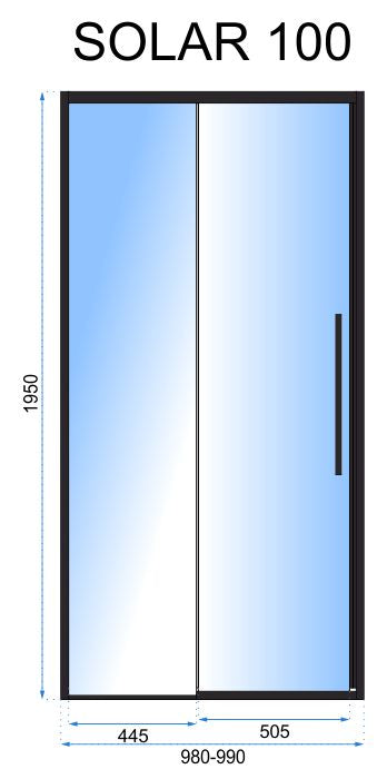 Usa pentru dus SOLAR BLACK MAT 100 5