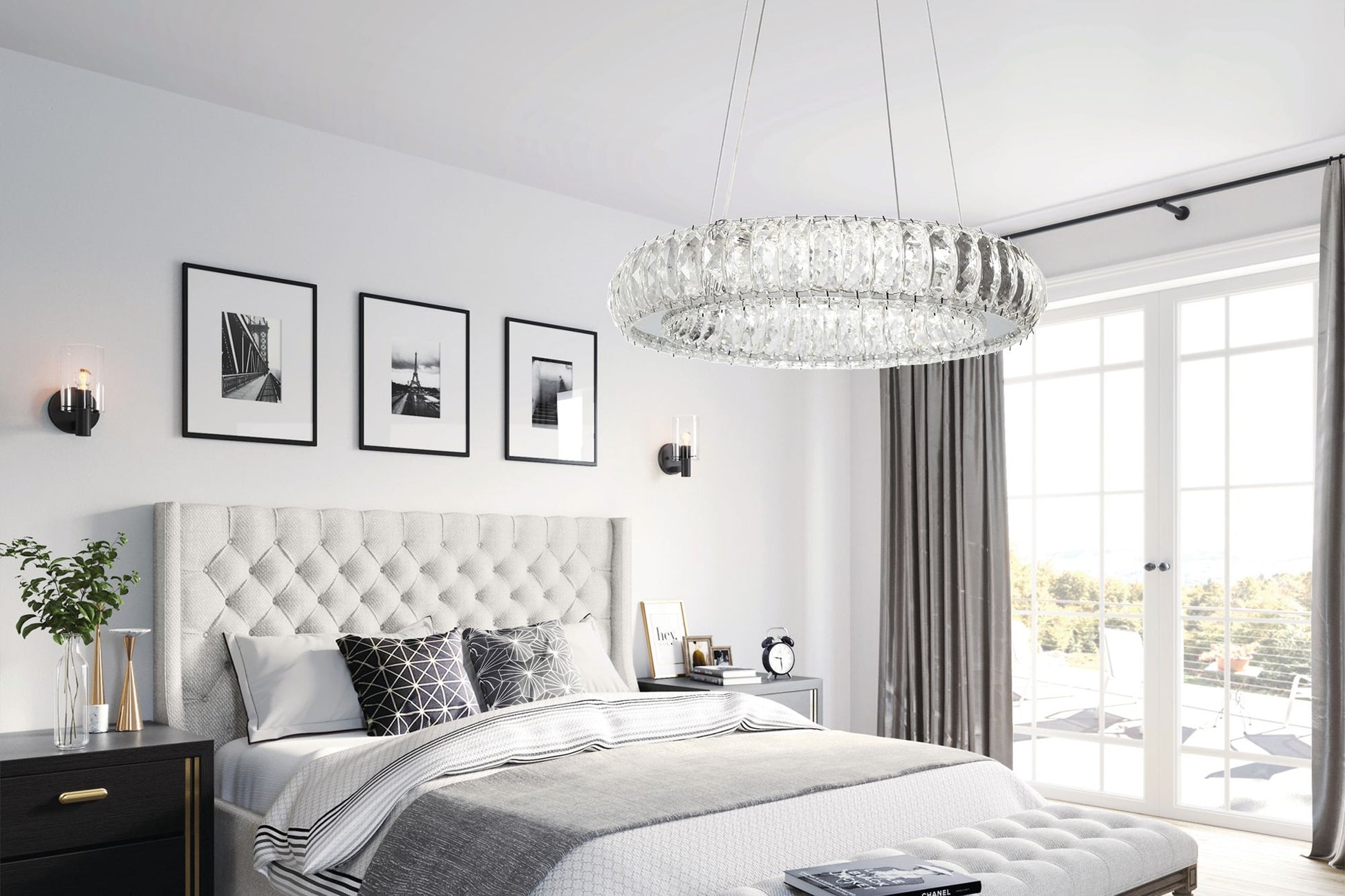 Kryształowa Lampa Sufitowa LED APP1040-CP + pilot  7