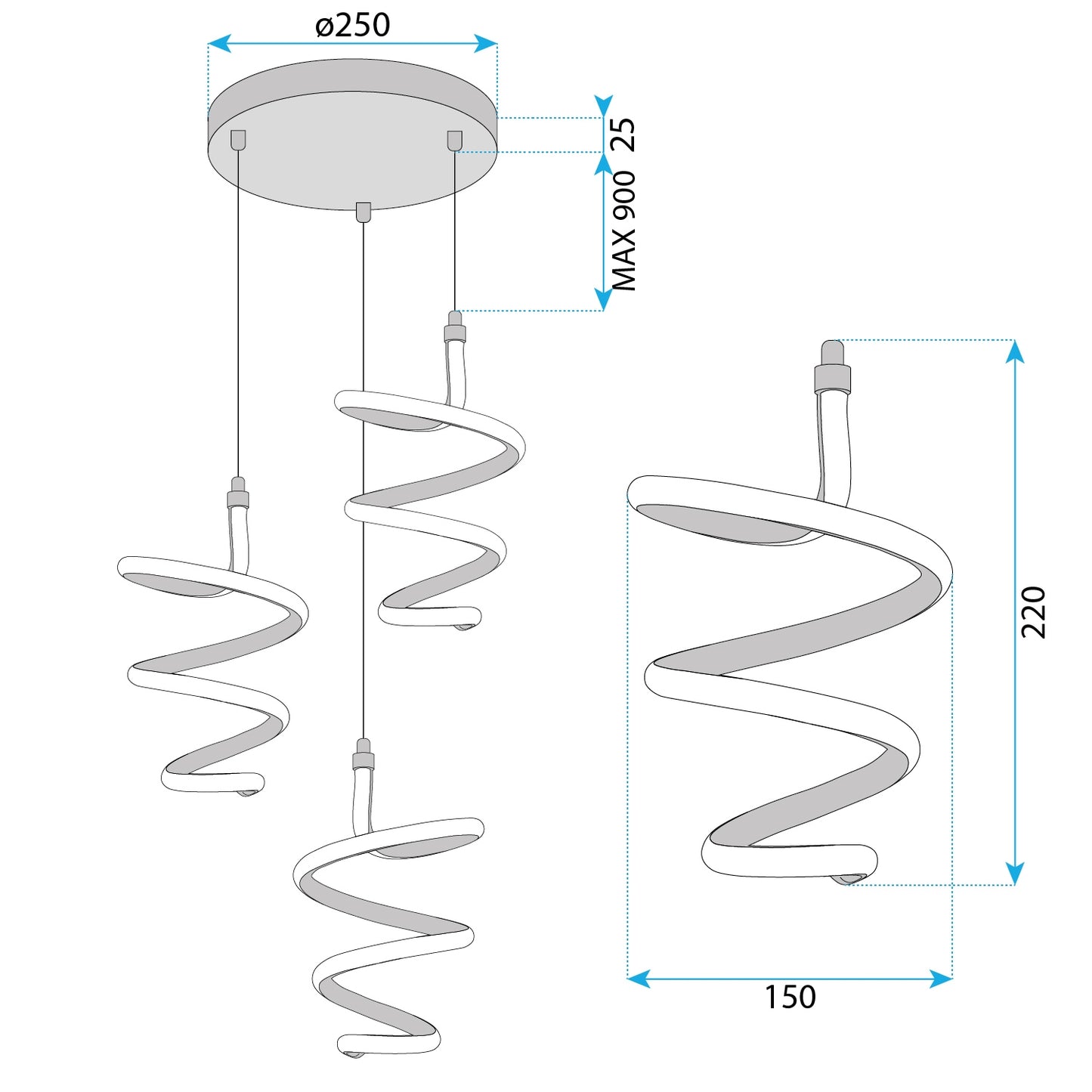 Lampă Suspendată Led G075-3cpr Gold  8