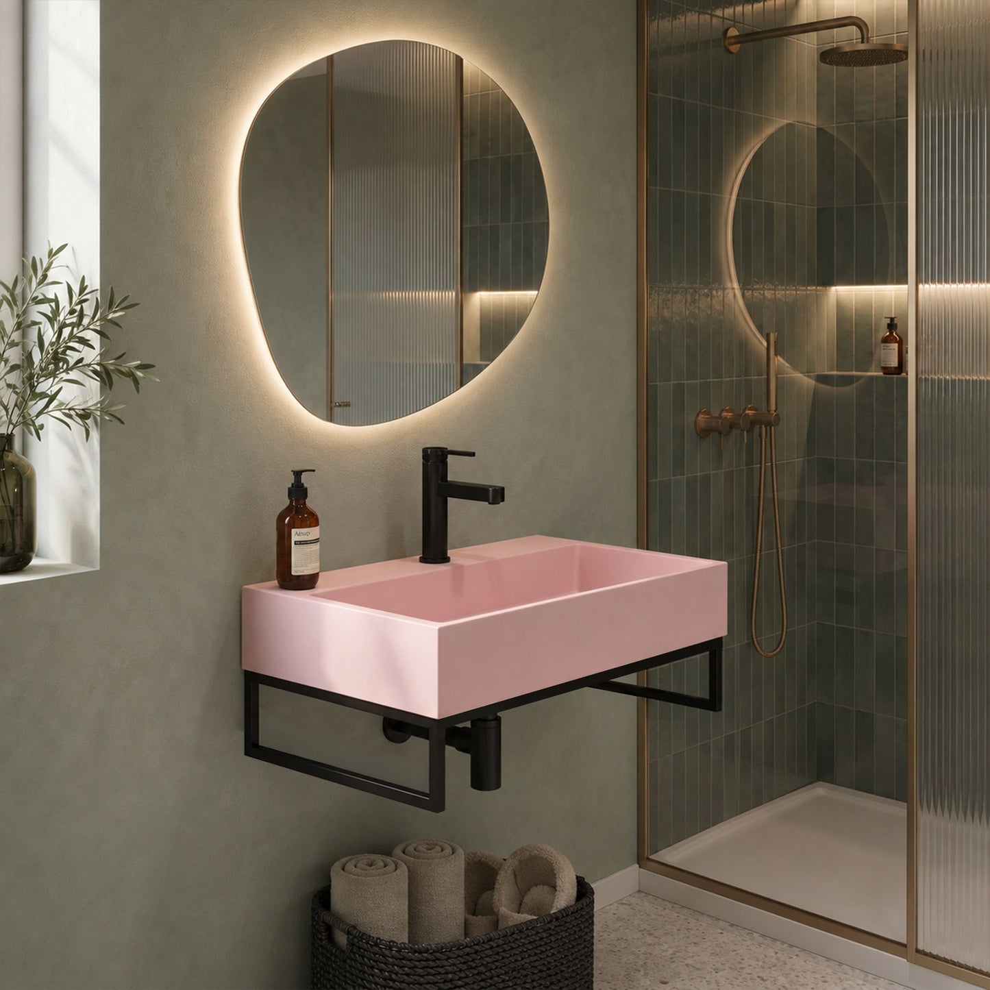 Lavoar Pentru Blat GOYA PINK 50CM + Cadru 4