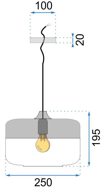 Lampa DE TAVAN SUSPENDABILA din sticla Zenit D Black  12