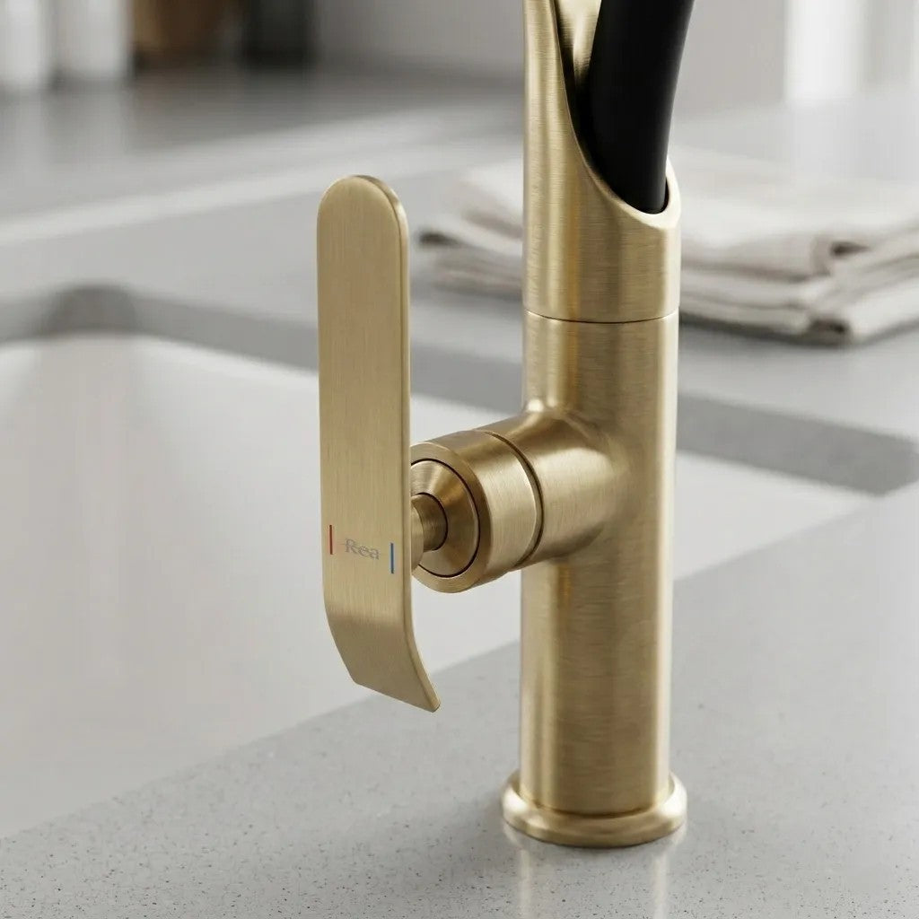 Baterie de bucătărie Rea Castor Auriu gold brush  5