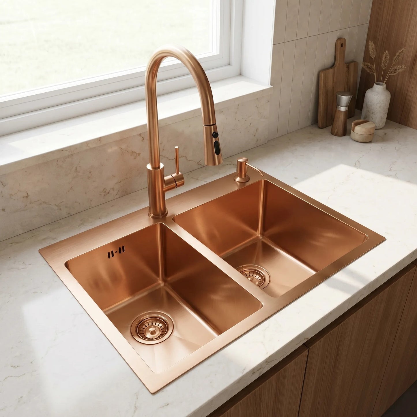 Chiuvetă inox Toby BRUSH COPPER fără robinet de bucătărie 5