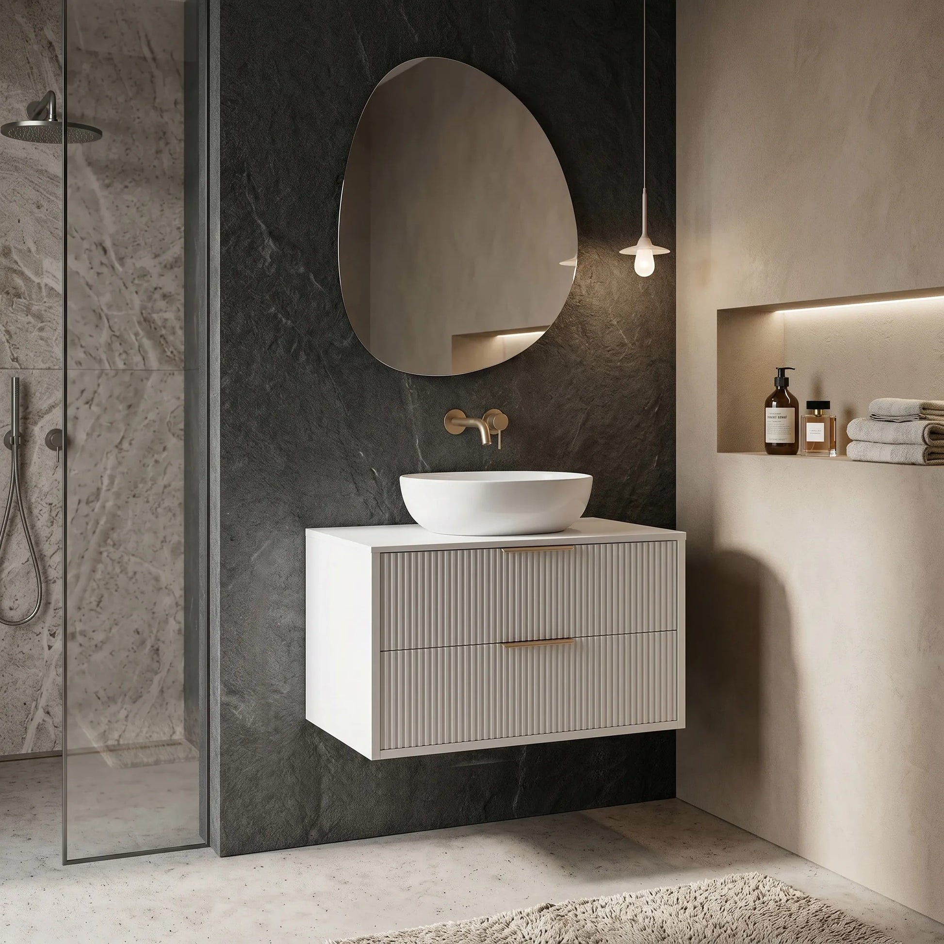 Dulap baie pentru lavoar Rea Mono 80cm White  5