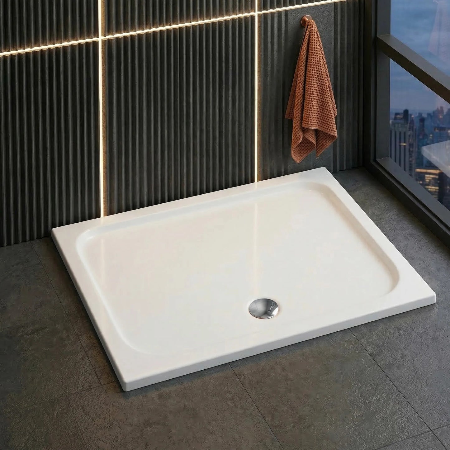 Cada pentru dus din acril Rea Belmond White 80x100 Capac cupru periat 5
