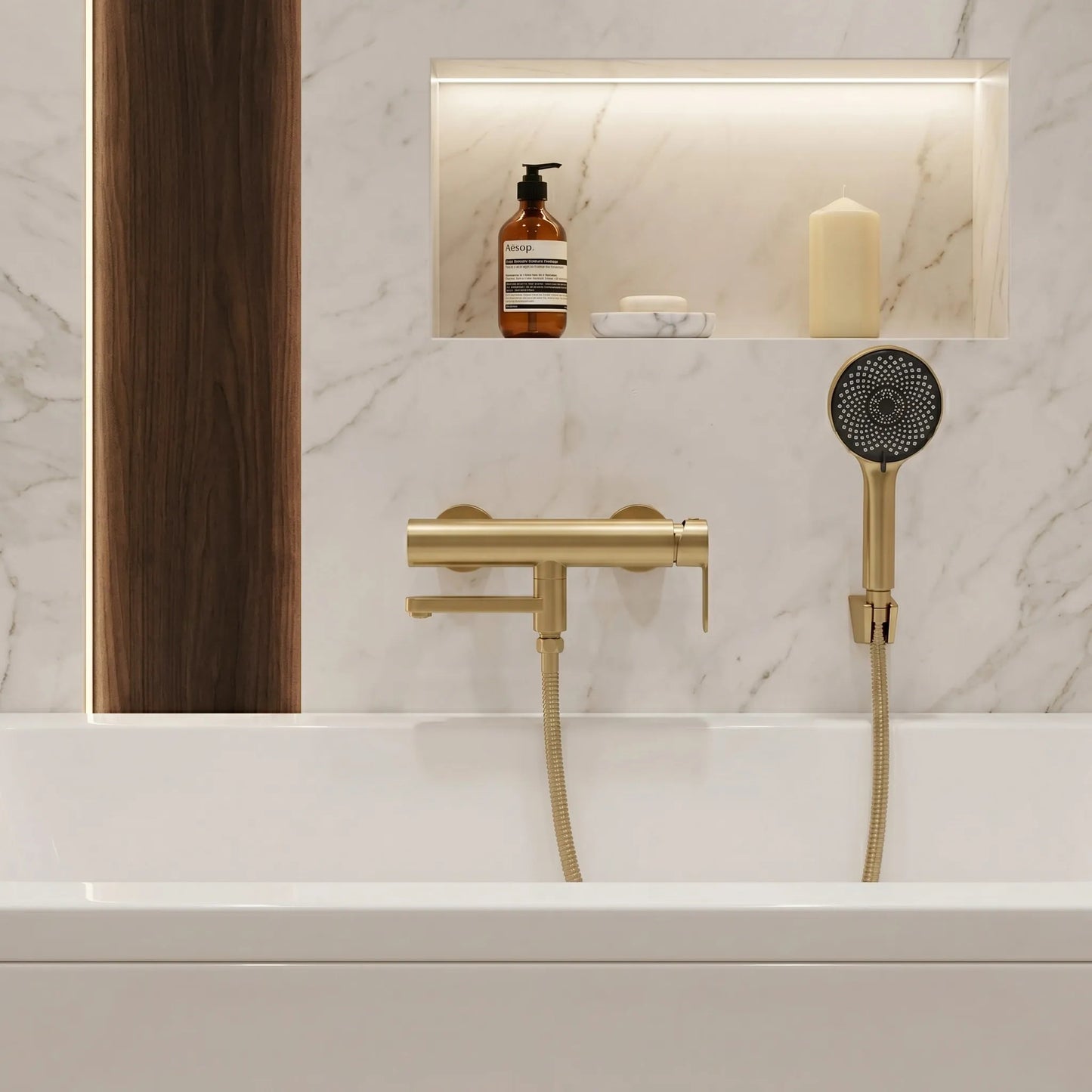 Baterie pentru cadă Rea Arcos Brushed Gold  5
