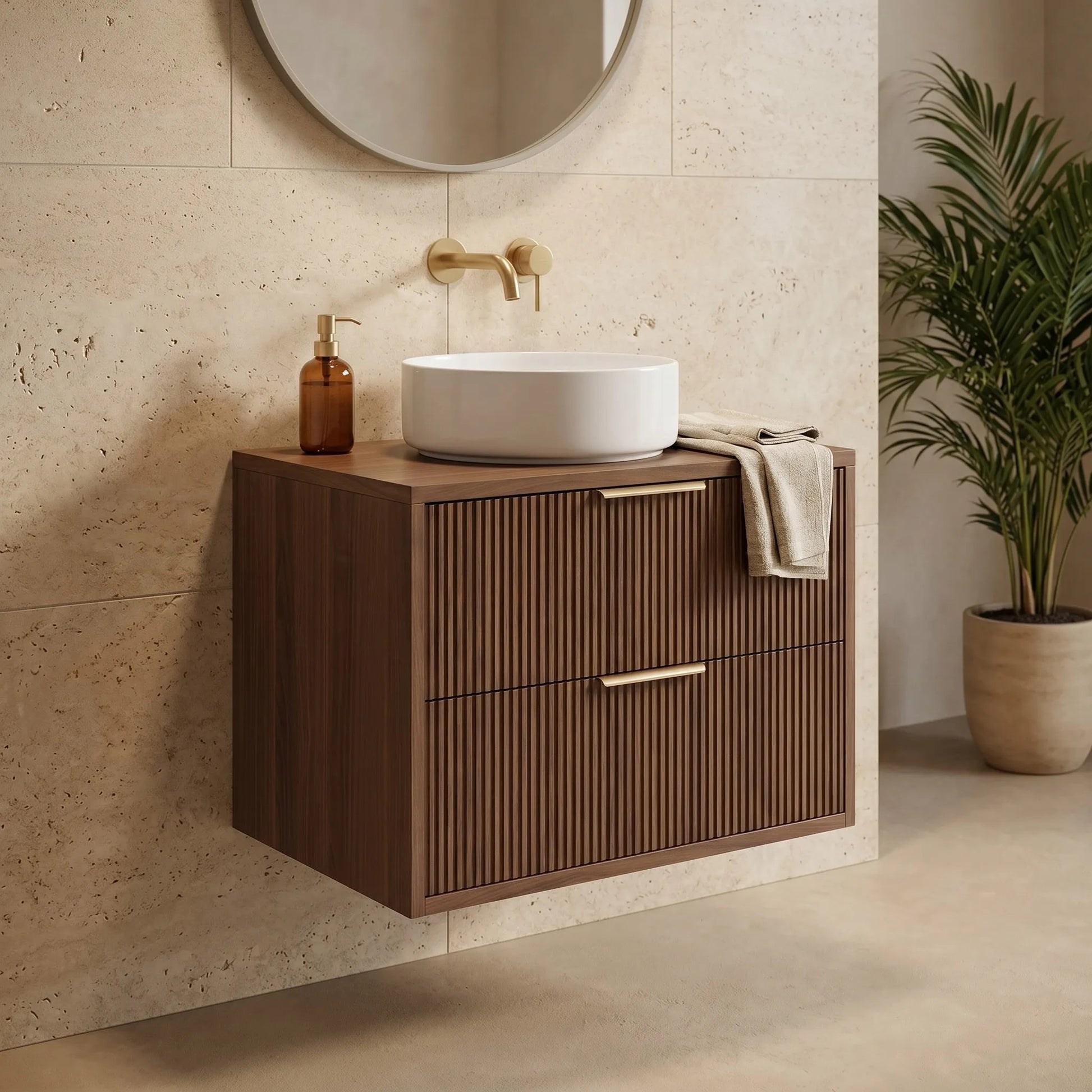 Dulap baie pentru lavoar Rea Mono 60cm Brown  5
