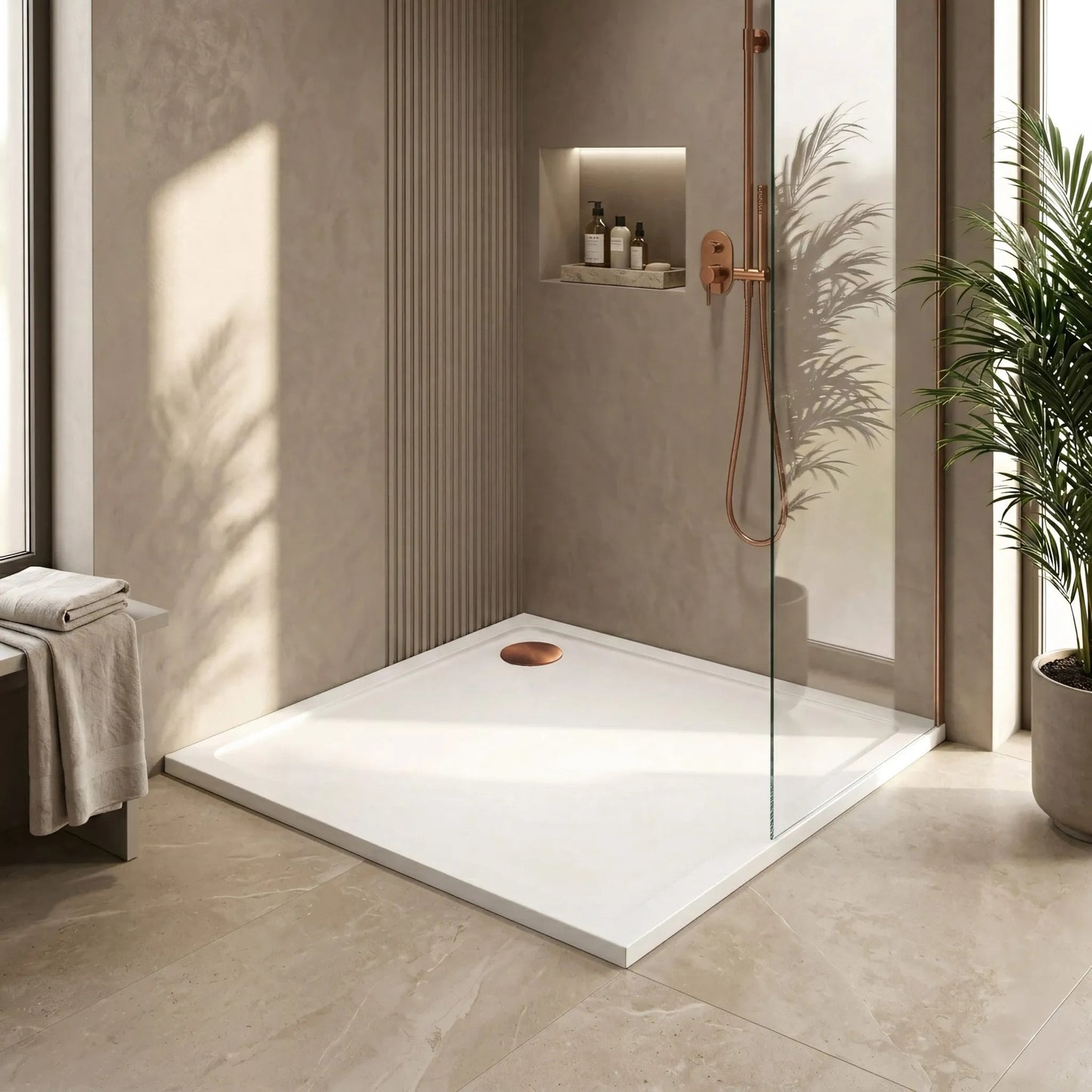 Cada pentru dus din acril Rea Savoy alb  90x90 Capac aur periat 5
