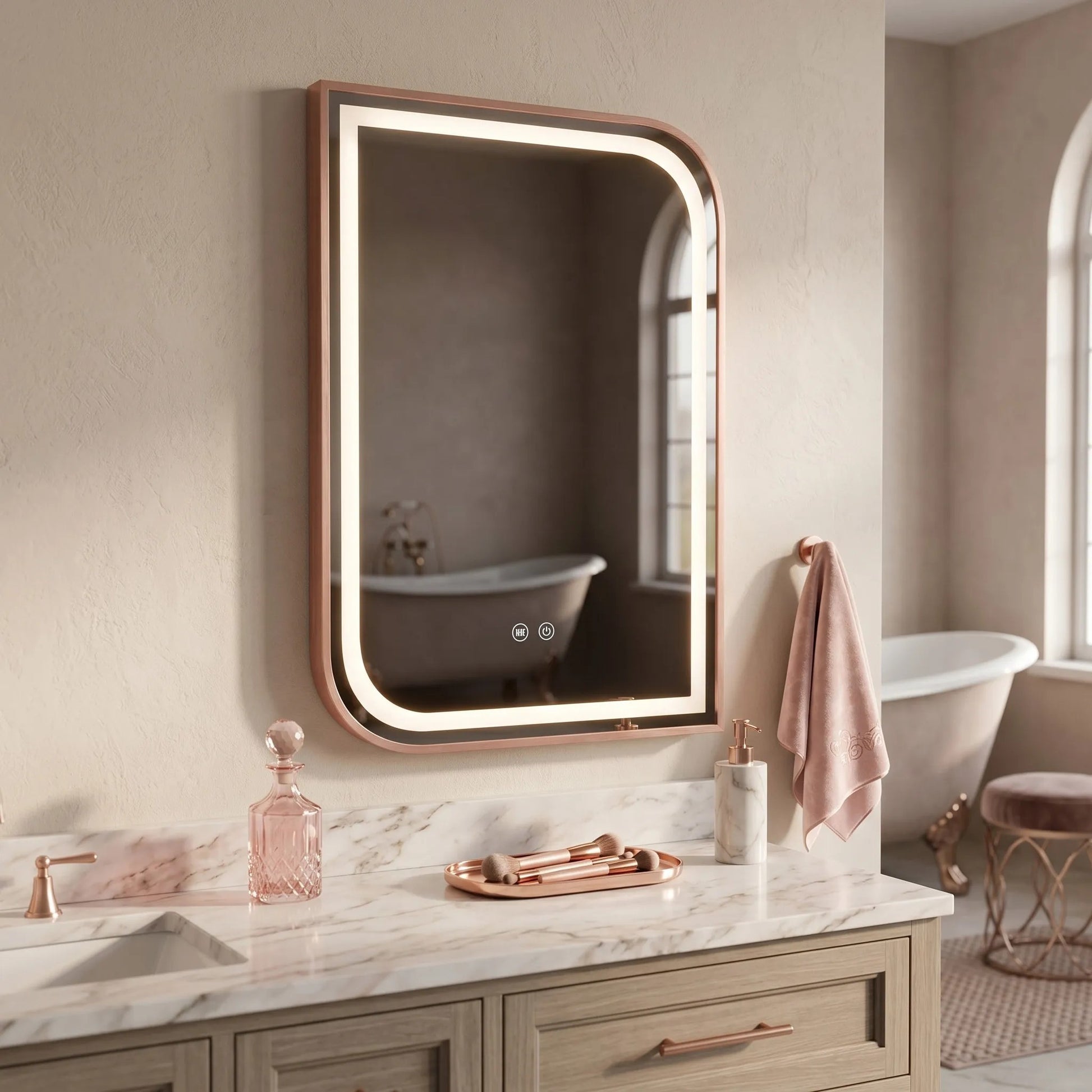 Oglindă LED ZONE 70x50 BRUSH  ROSE GOLD  5