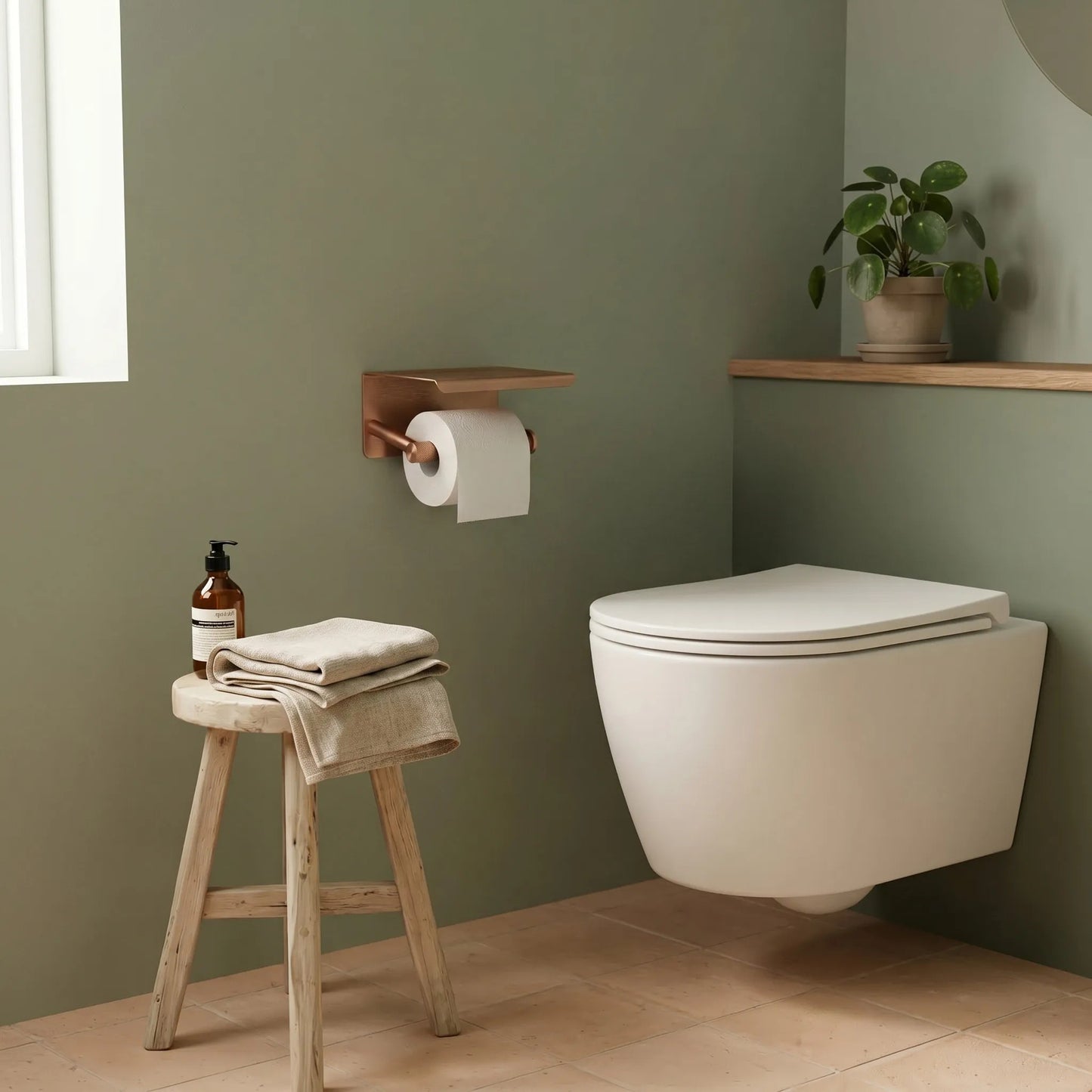 Suport pentru hârtie igienică cu poliță 6613 Modern Copper Brush  5