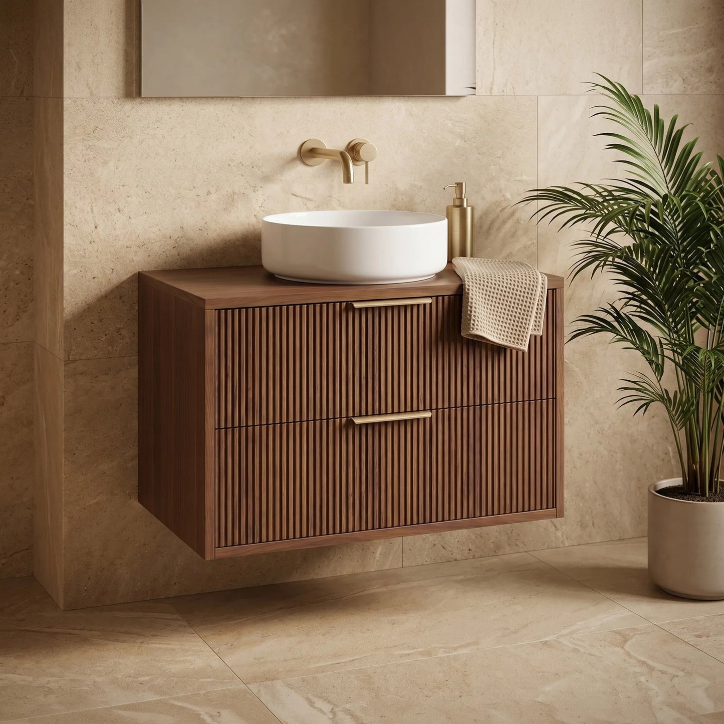 Dulap baie pentru lavoar Rea Mono 80cm Brown  5