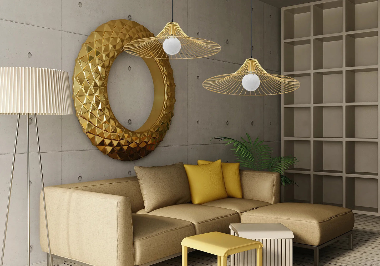 Lămpa de tavan suspendata plata rotunda Loft auriu APP499-1CP  5