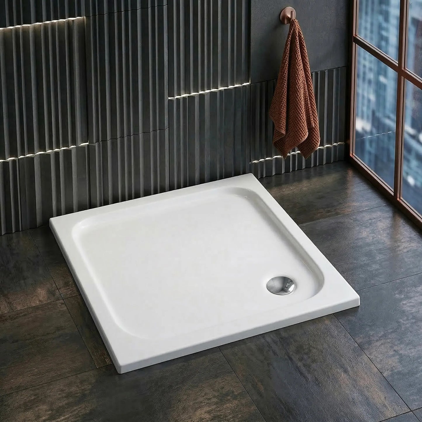 Cada pentru dus din acril Rea Belmond White 80x80 Capac aur periat 5