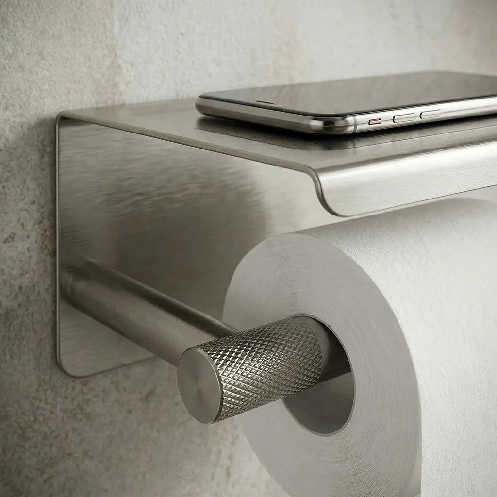Suport pentru hârtie igienică cu poliță 6613 Modern Nickel Brush  5
