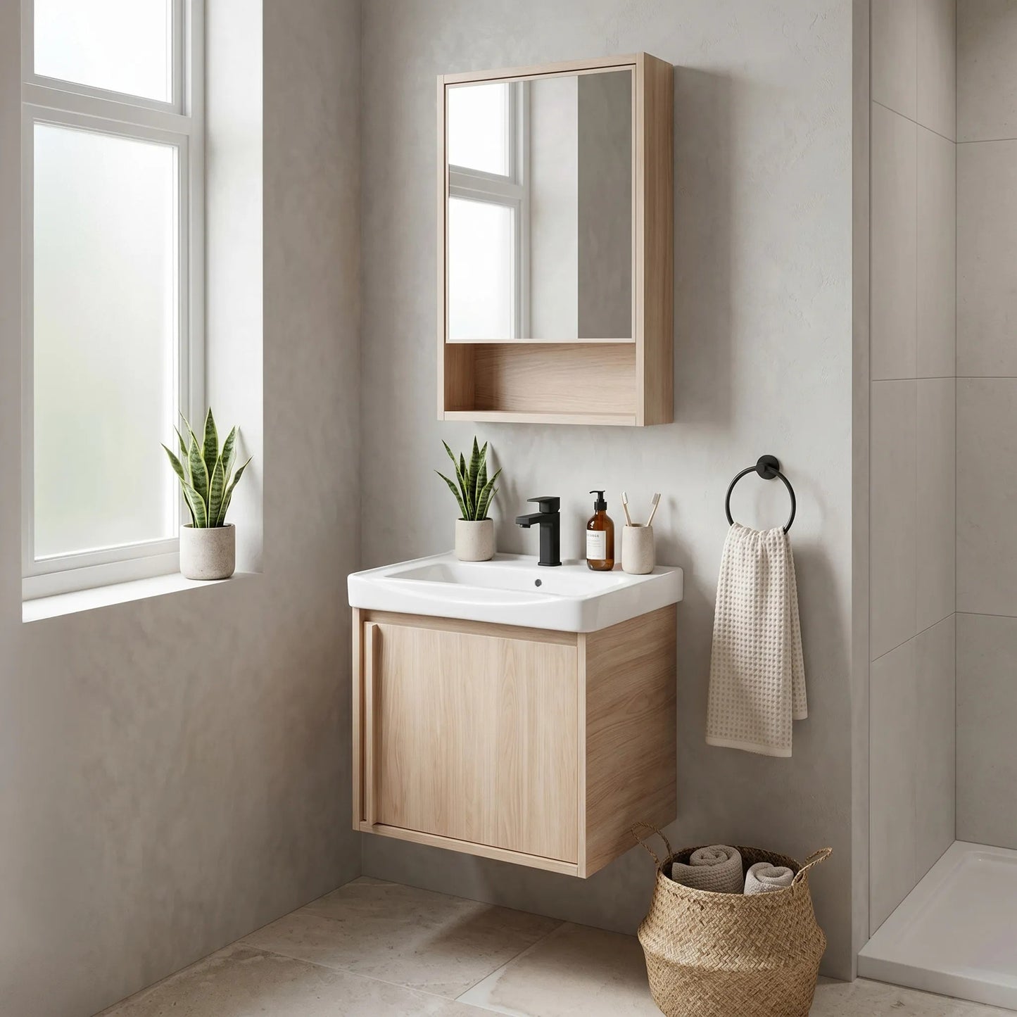 Set mobilier de baie cu lavoar Gama T25023 BXM 50CM  5