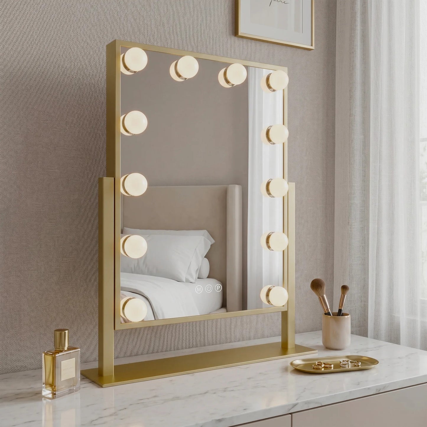 Oglindă LED HOLLYWOOD L.Gold 30x40  5