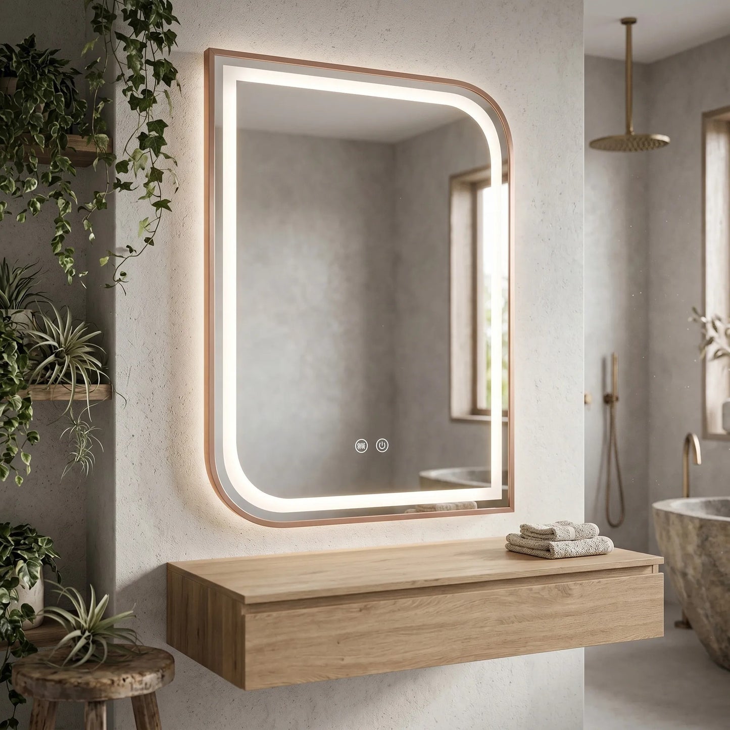 Oglindă LED ZONE 80x60 BRUSH  ROSE GOLD  5