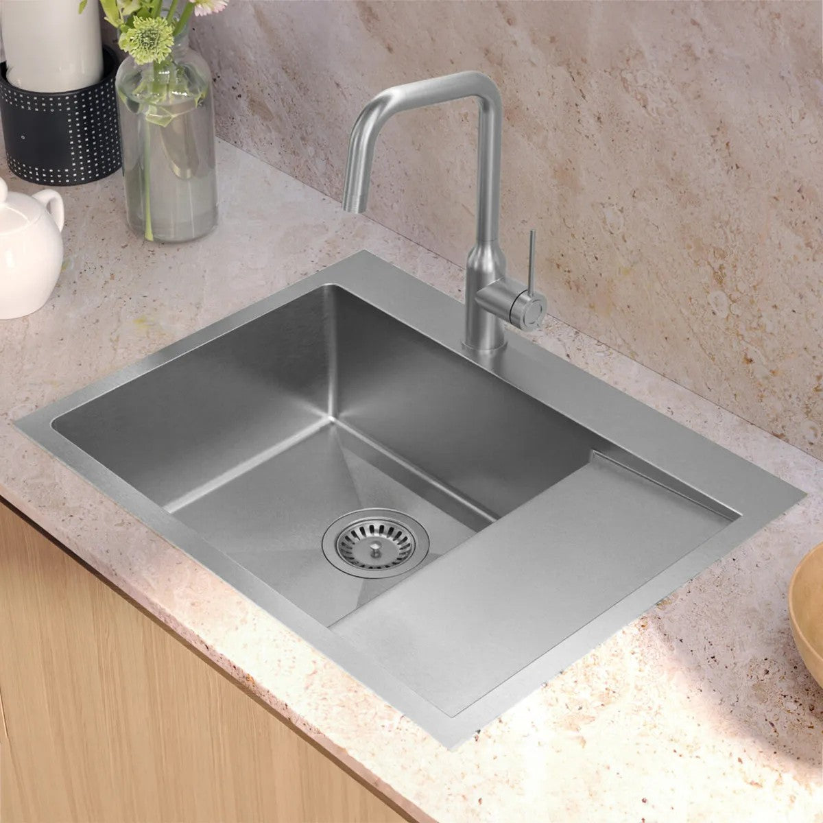 Chiuvetă Inox RUSSEL 116 BRUSH NICKEL Cuva Dreapta 5