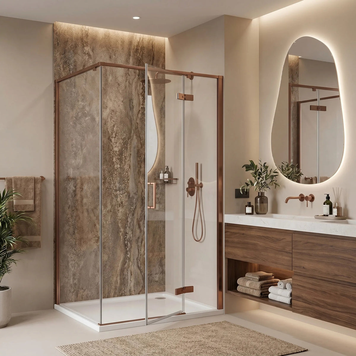 Cabina De Dus Rea Bruno 100x80 Brush Copper 5