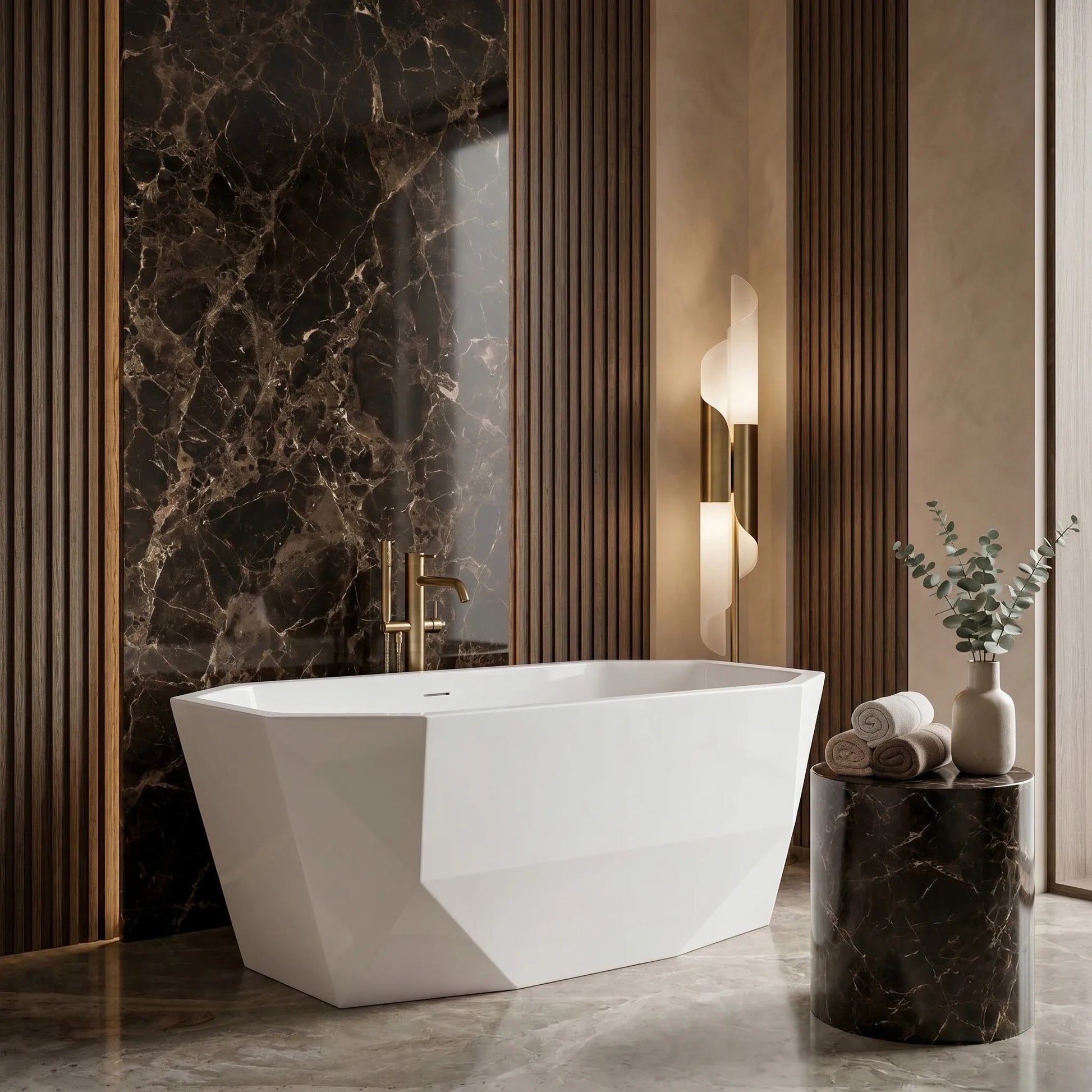 Cadă Freestanding Rea Diamanti 170 Capac Dop Negru 5