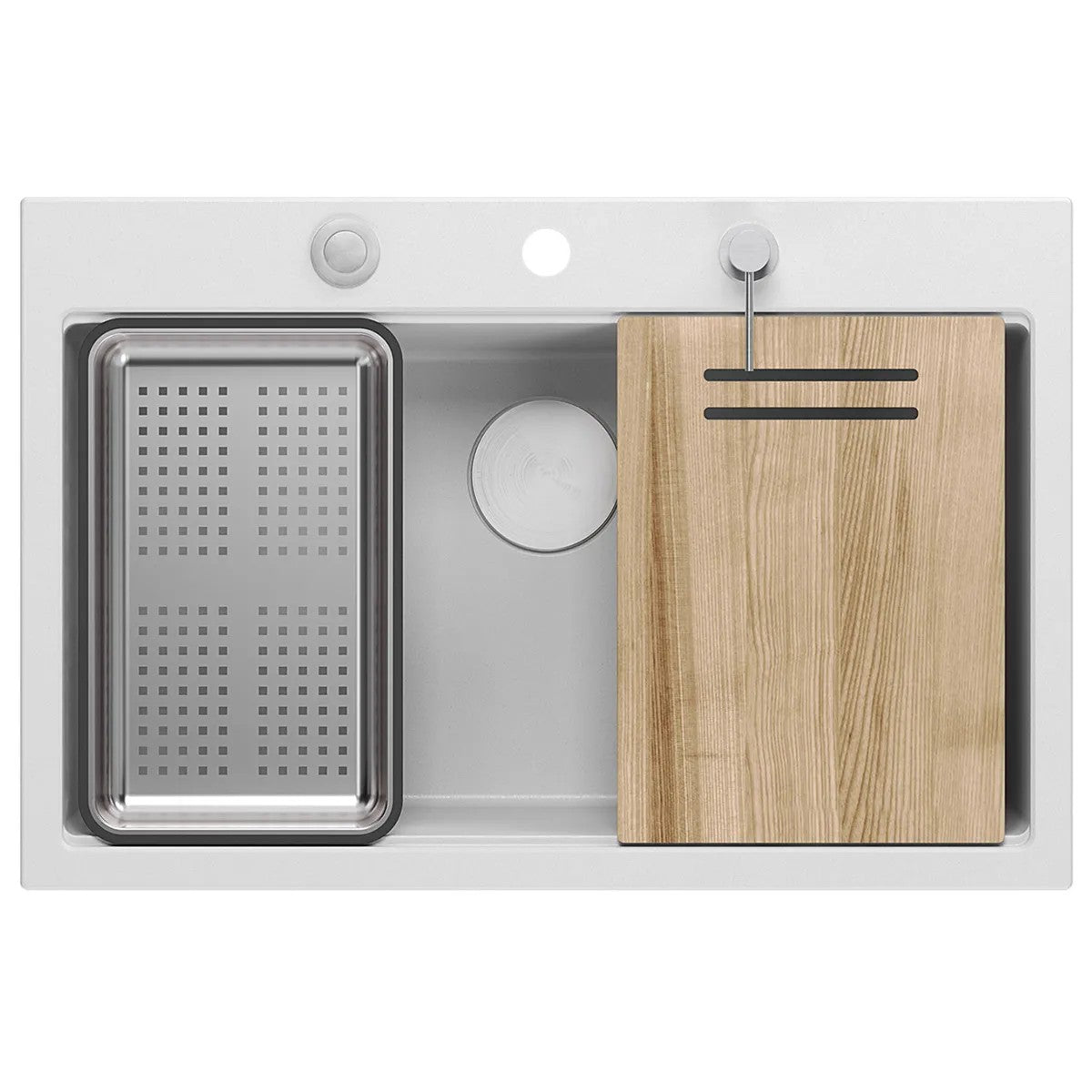 Chiuveta Din Granit MARC 110 WORKSTATION White Dop Auriu 5