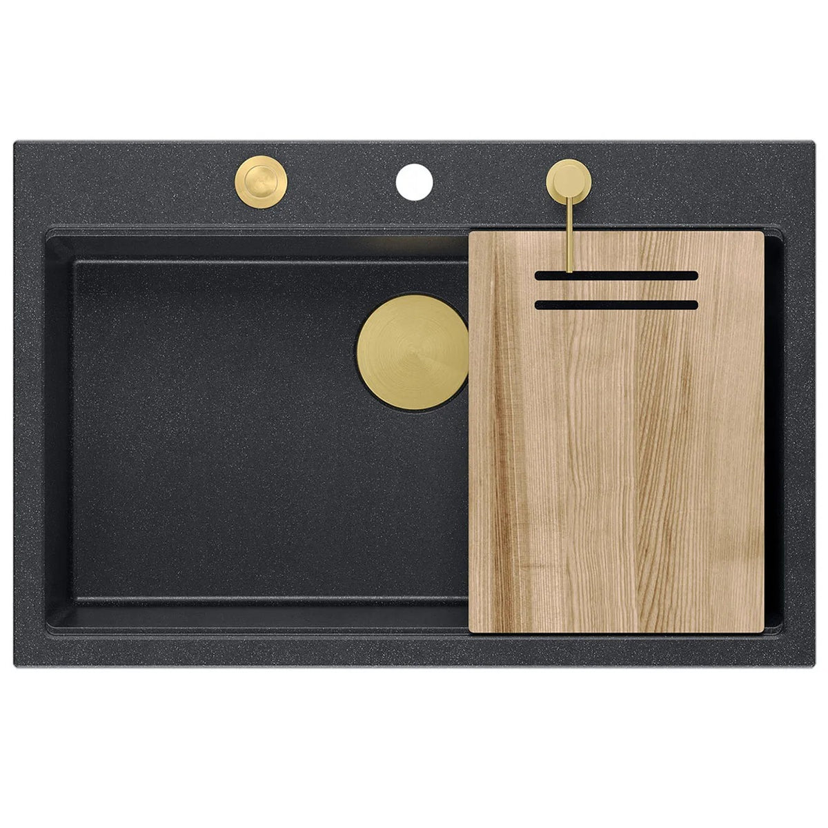 Chiuveta Din Granit MARC 110 WORKSTATION Black Metallic Dop Auriu 5